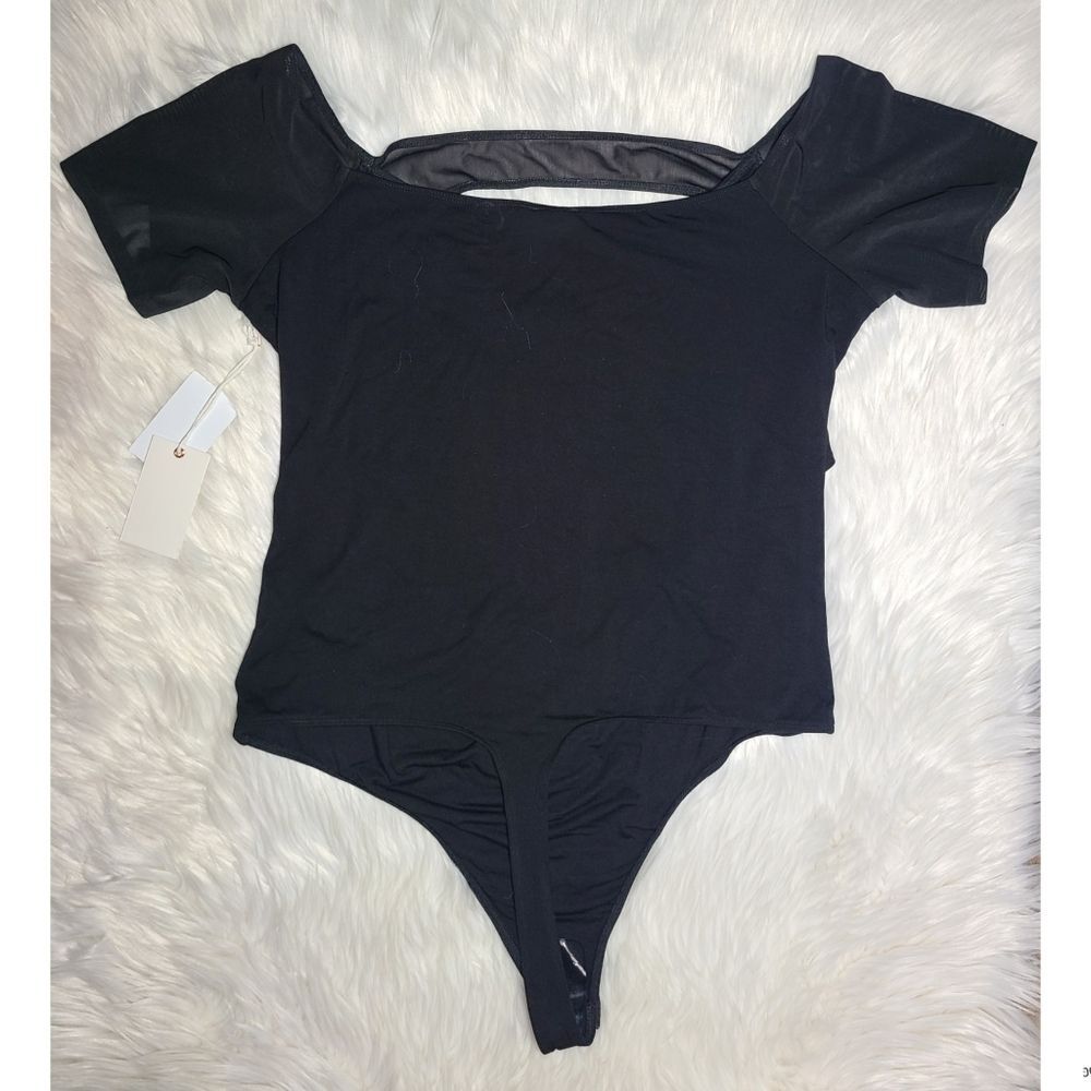 NWT|Good American Black Off Shoulder Cut Out Bodysuit, 6 - Picture 5 of 10